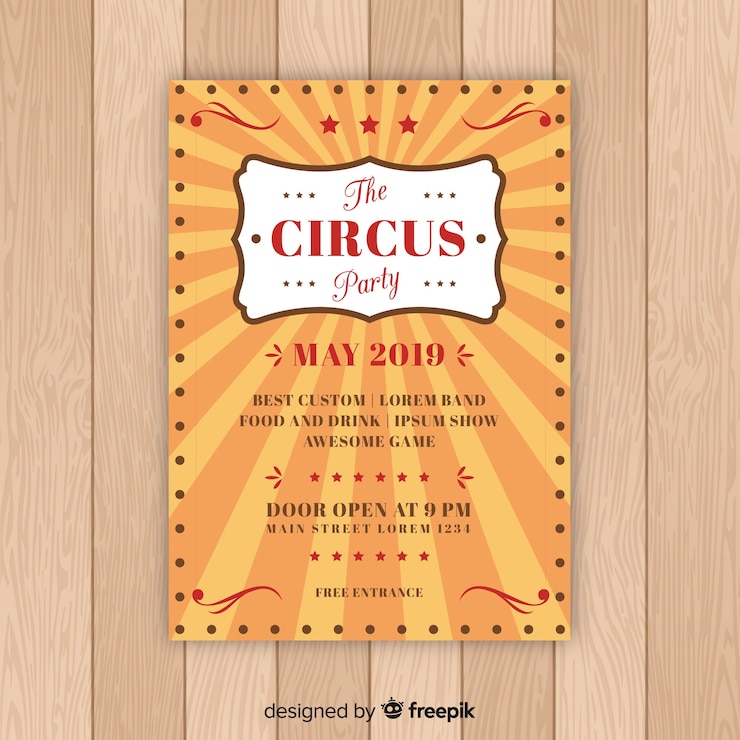 Vecteur gratuit modèle de carte d'invitation de fête de cirque vintage