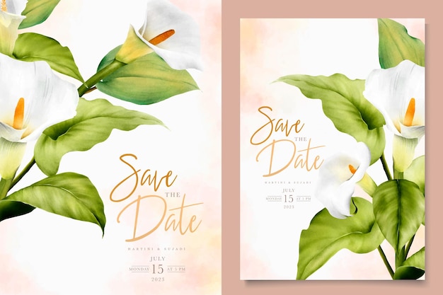 modèle de carte d'invitation florale aquarelle élégante avec des couleurs douces