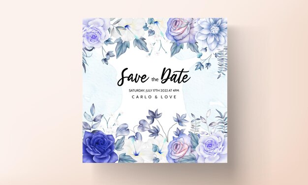 Modèle de carte d'invitation de mariage floral aquarelle élégant