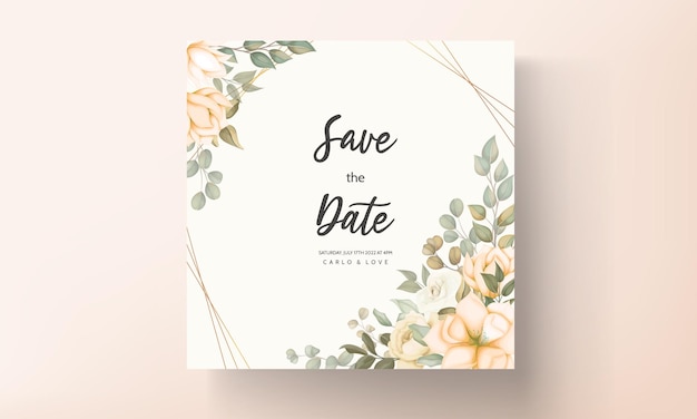 Vecteur gratuit modèle de carte d'invitation de mariage floral dessiné à la main