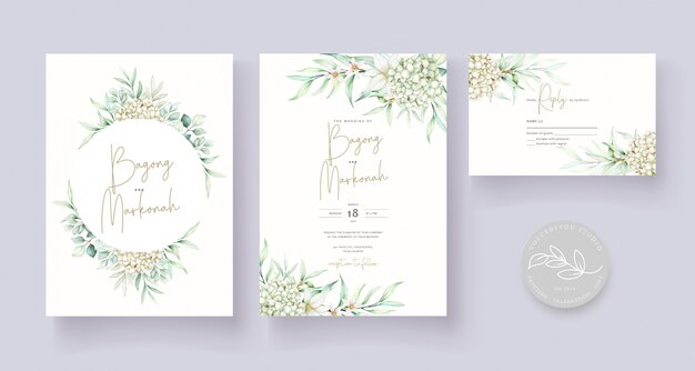 Modèle de carte d'invitation de mariage floral doux élégant