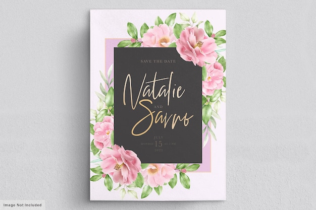 Vecteur gratuit modèle de carte d'invitation de mariage floral élégant camélia