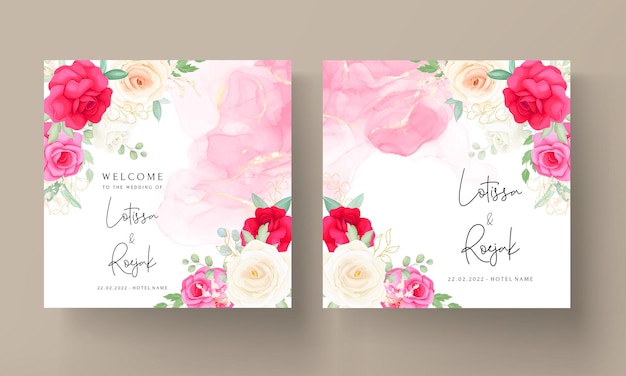 Modèle De Carte D'invitation De Mariage Floral Rose Rose Printemps