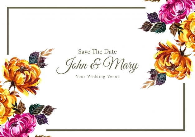 Modèle De Carte D'invitation De Mariage Floral