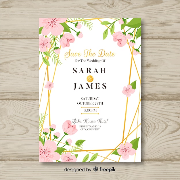 Modèle De Carte D'invitation De Mariage Floral