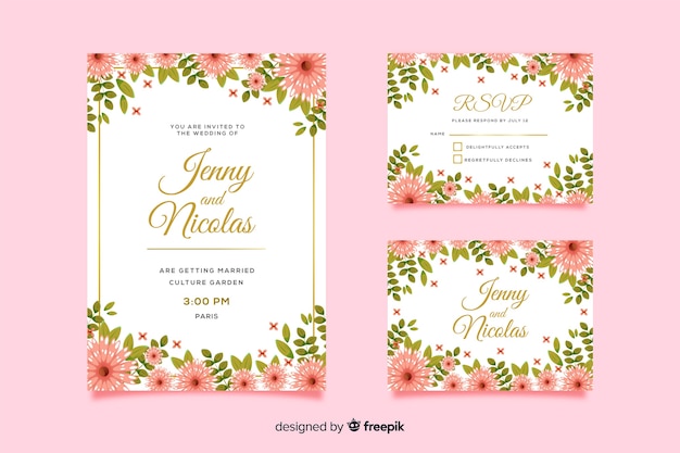 Modèle De Carte D'invitation De Mariage Et Rsvp