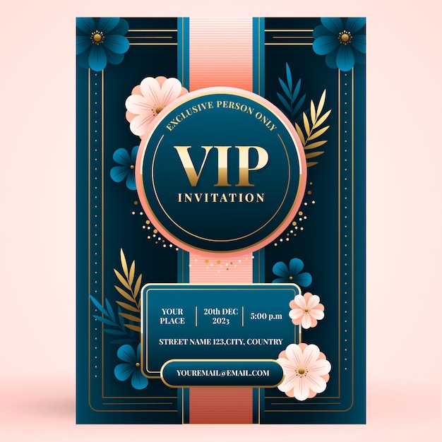 Vecteur gratuit modèle de carte d'invitation vip en gradient