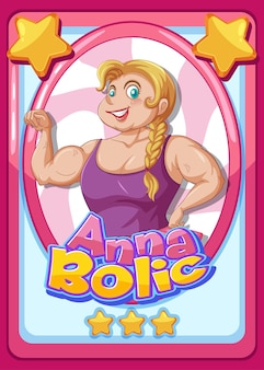 Modèle de carte de jeu de personnage avec le mot anna bolic