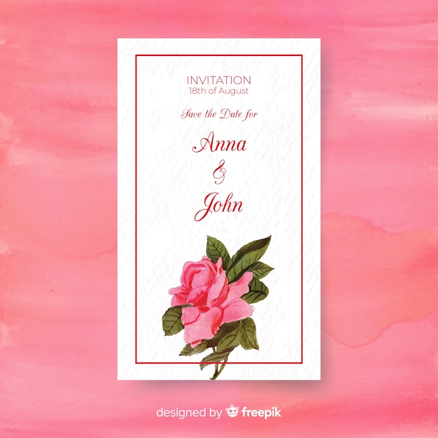 Vecteur gratuit modèle de carte de mariage floral