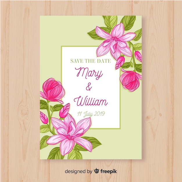 Modèle De Carte De Mariage Floral