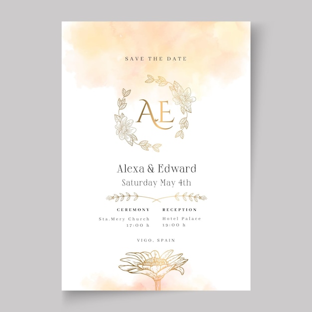 Modèle de carte de mariage floral