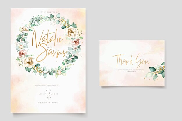 Vecteur gratuit modèle de carte de mariage de pivoines dessinées à la main