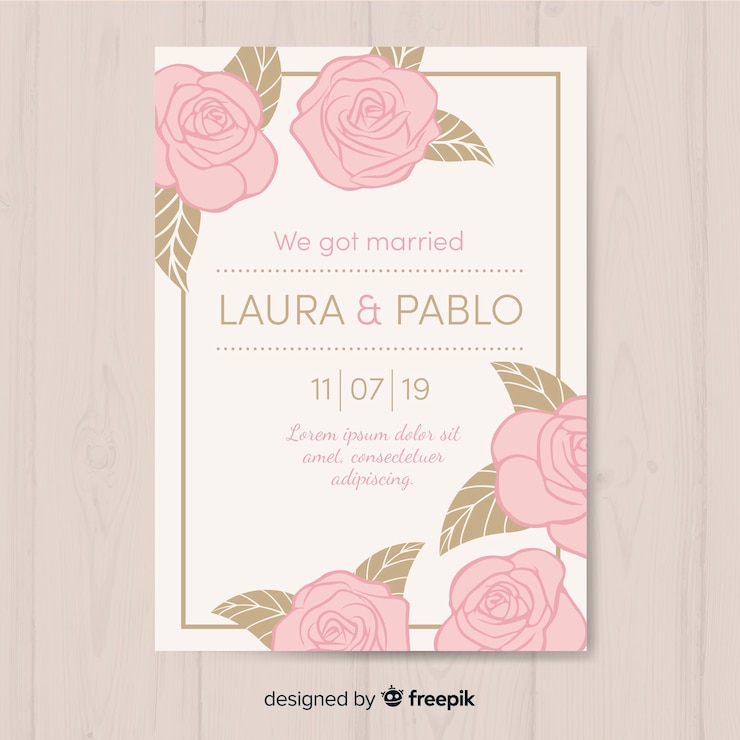 Vecteur gratuit modèle de carte de mariage plat