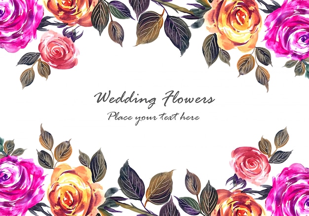 Modèle de carte de mariage romantique de belles fleurs