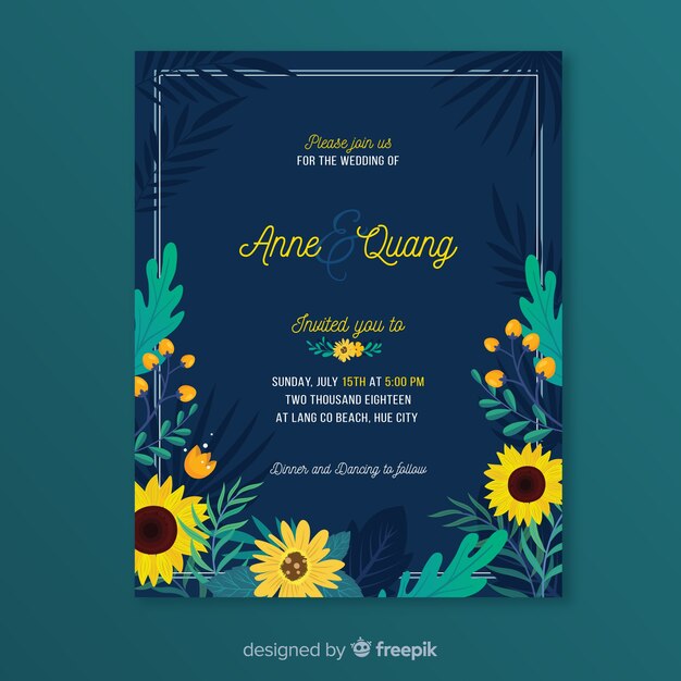 Vecteur gratuit modèle de carte de mariage