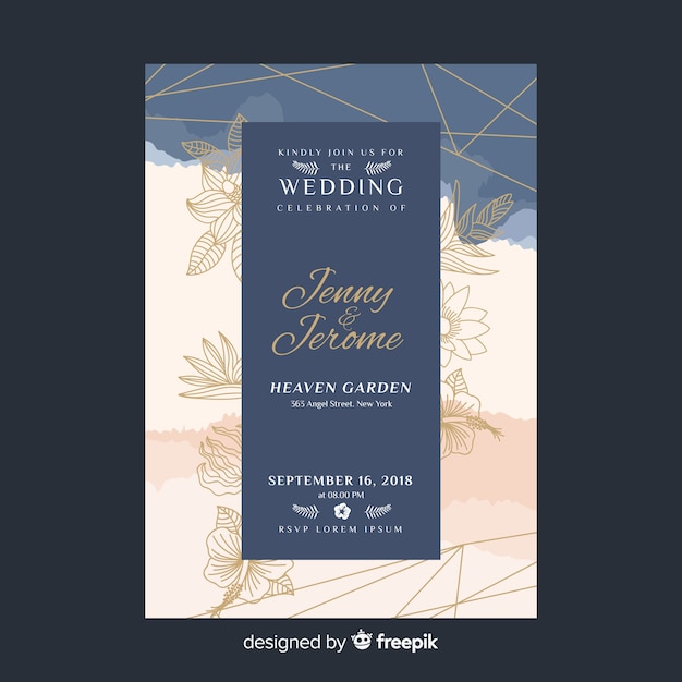 Vecteur gratuit modèle de carte de mariage