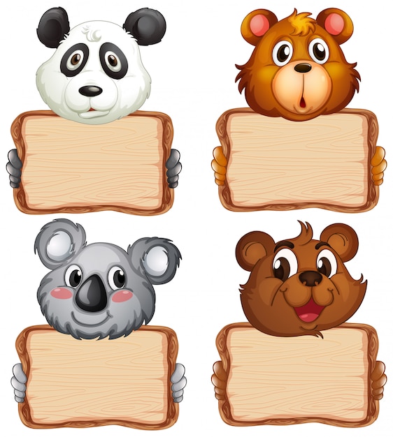 Modèle De Carte Avec Des Ours Mignons Sur Fond Blanc