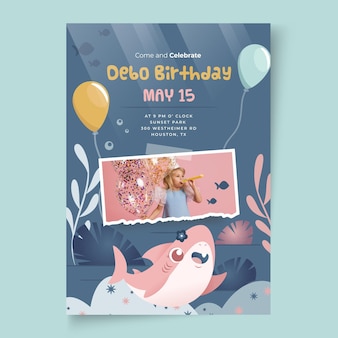 Modele D Invitation D Anniversaire Pour Enfants Avec Requin Vecteur Gratuite Modele D Invitation D Anniversaire Pour Enfants Avec Requin Vecteur Gratuite