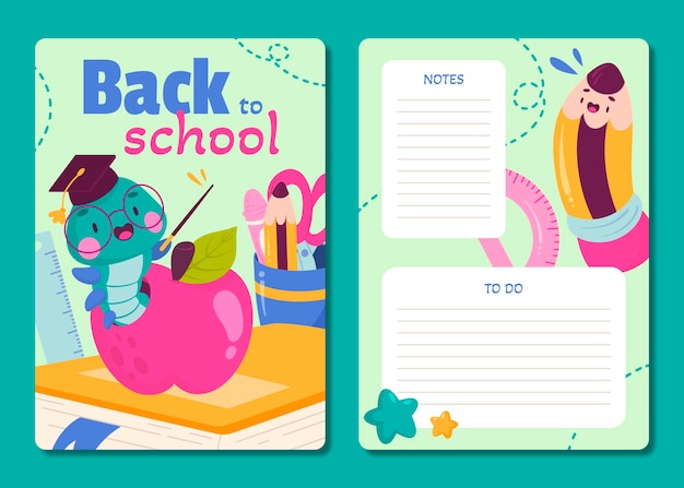 Modèle de carte de retour à l'école de dessin animé
