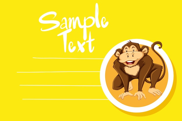 Vecteur gratuit modèle de carte avec singe mignon