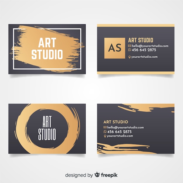 Vecteur gratuit modèle de carte de studio d'art doré