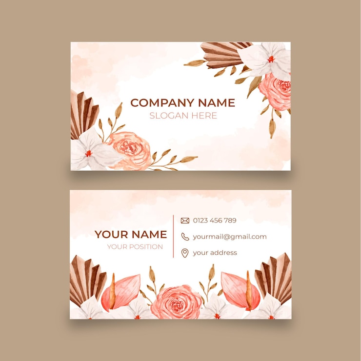 Vecteur gratuit modèle de carte de visite aquarelle boho