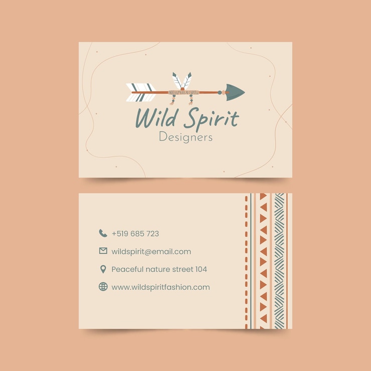 Vecteur gratuit modèle de carte de visite boho horizontale dessinée à la main