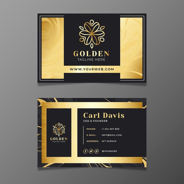 Vecteur gratuit modèle de carte de visite de feuille d'or