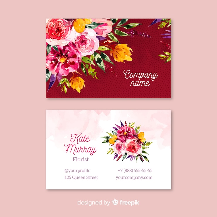 Vecteur gratuit modèle de carte de visite florale élégante