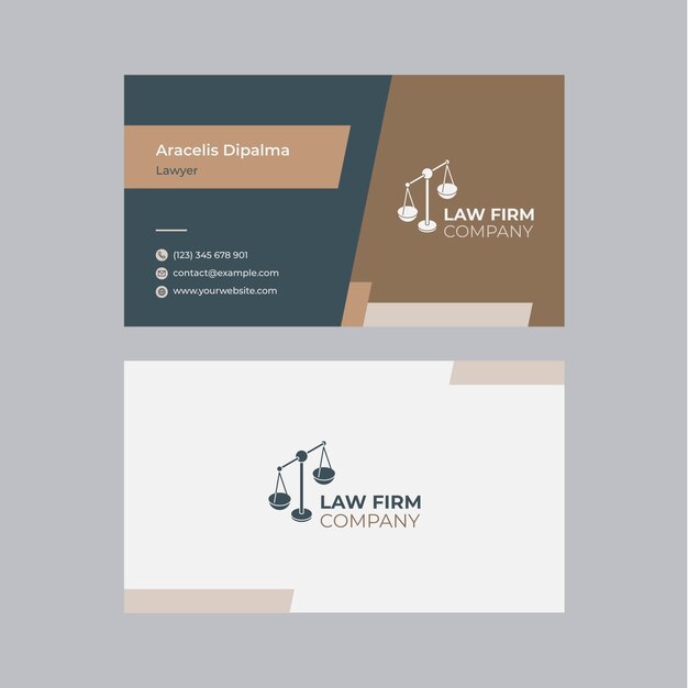Modèle de carte de visite horizontale pour cabinet d'avocats plat