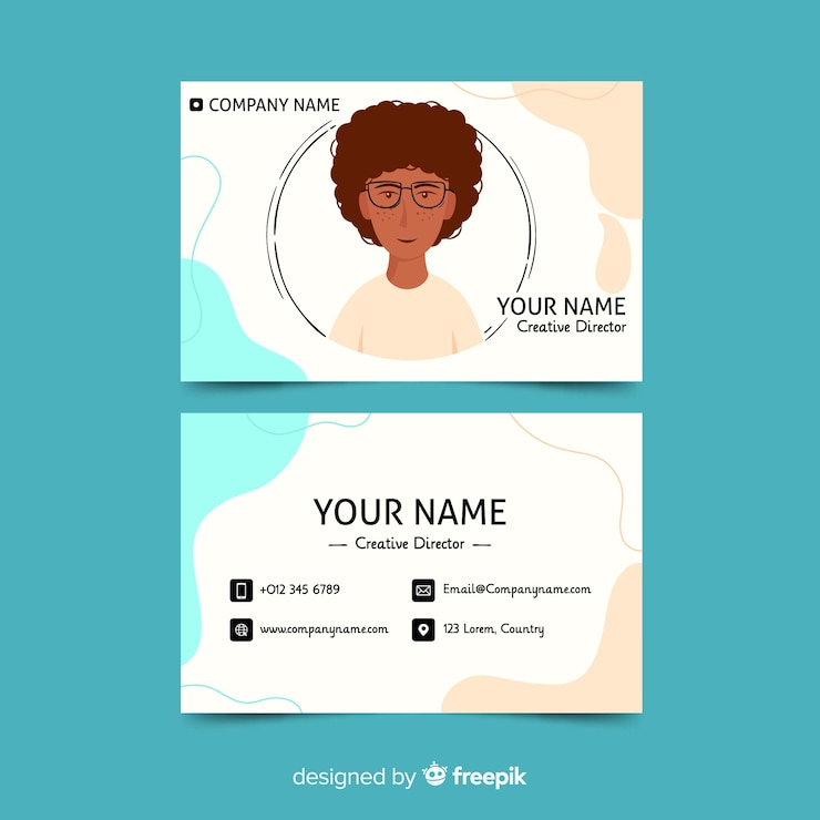 Vecteur gratuit modèle de carte de visite kawaii dessiné à la main