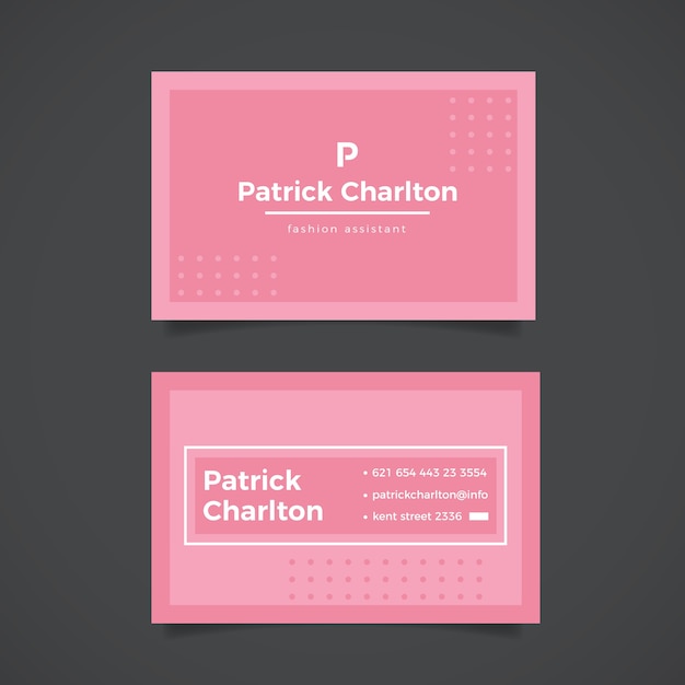 Vecteur gratuit modèle de carte de visite minimaliste en pointillé rose