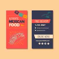 Vecteur gratuit modèle de carte de visite pour restaurant de cuisine mexicaine