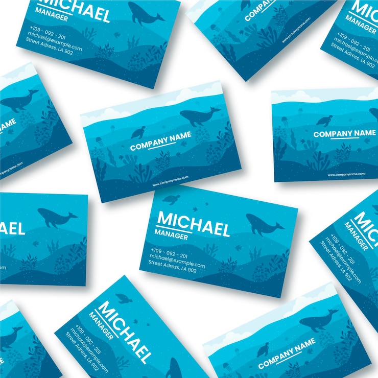 Vecteur gratuit modèle de carte de visite de restaurant bleu océan