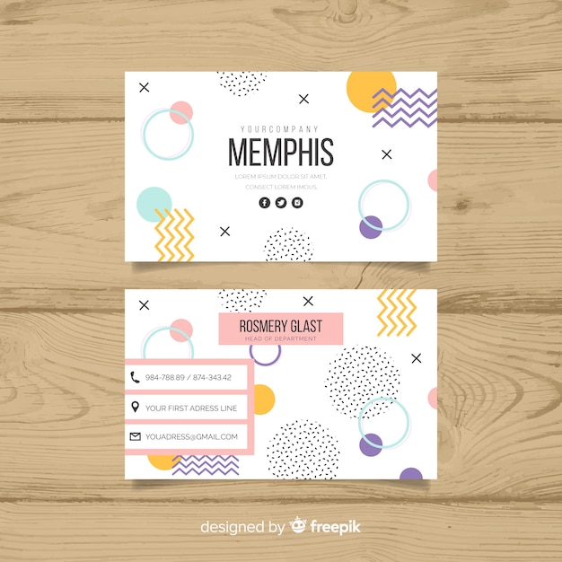 Vecteur gratuit modèle de carte de visite de style memphis