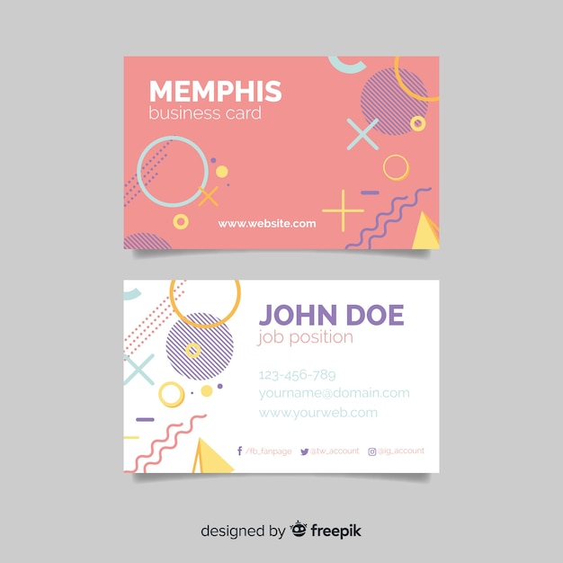 Vecteur gratuit modèle de carte de visite de style memphis