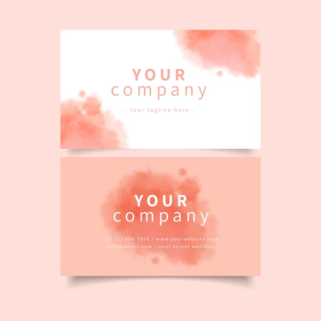 Vecteur gratuit modèle de carte de visite de votre entreprise avec des couleurs pastel roses