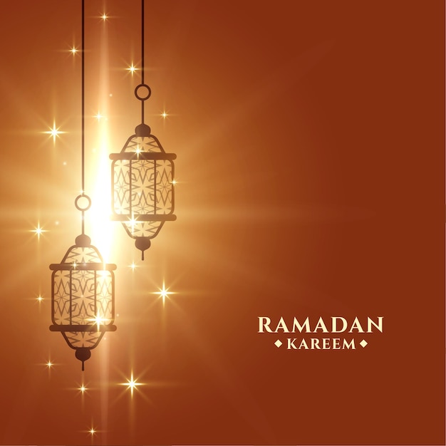 Vecteur gratuit modèle de carte de voeux brillant ramadan kareem