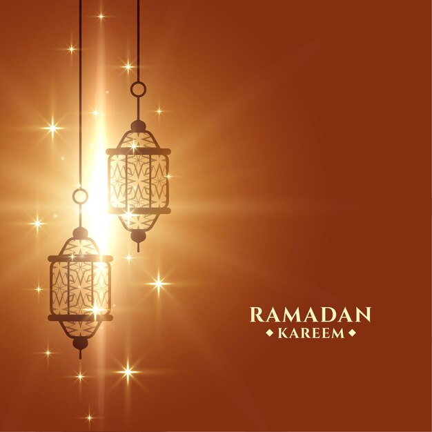 Modèle de carte de voeux brillant ramadan kareem