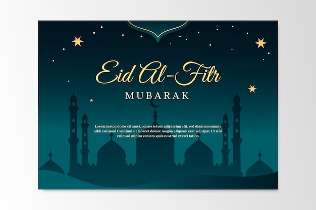 Modèle De Carte De Voeux Dégradé Eid Al-fitr