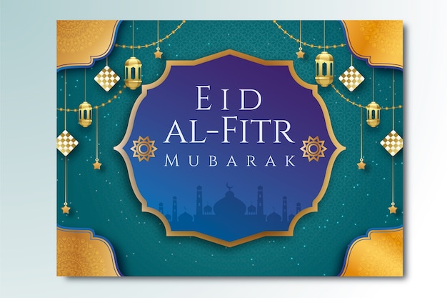 Modèle De Carte De Voeux Eid Al-fitr Réaliste
