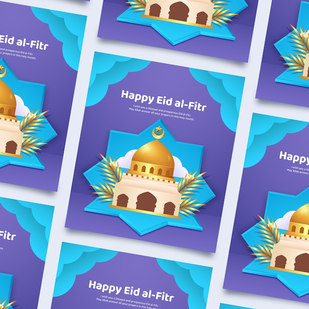 Vecteur gratuit modèle de carte de voeux eid al-fitr réaliste