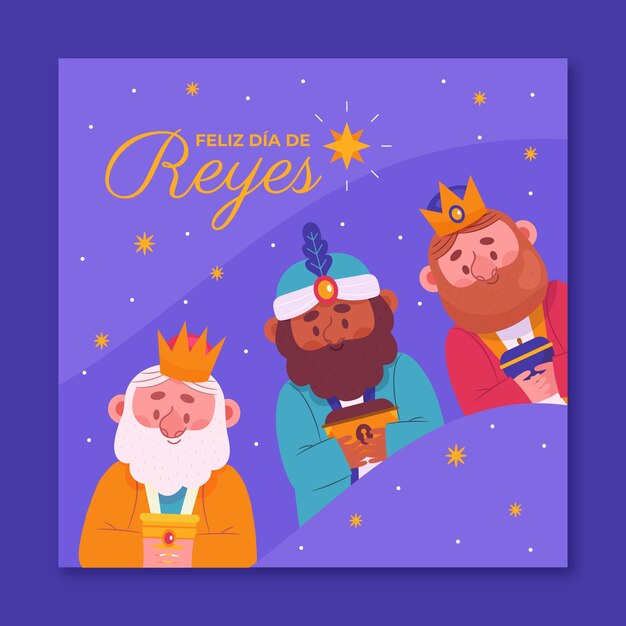 Modèle De Carte De Voeux Plat Feliz Dia De Reyes