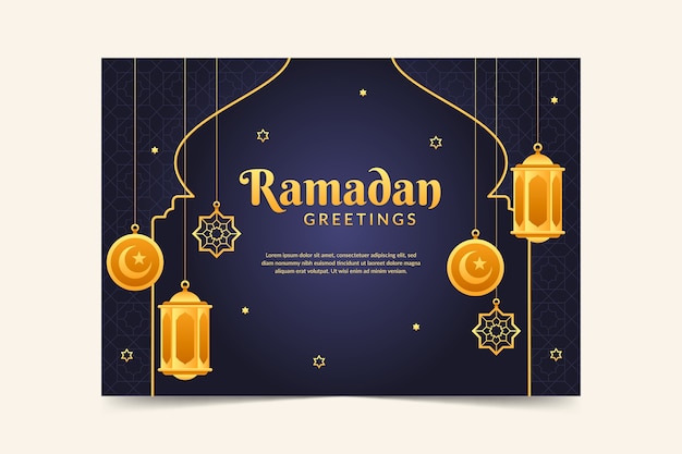 Vecteur gratuit modèle de carte de voeux ramadan dégradé