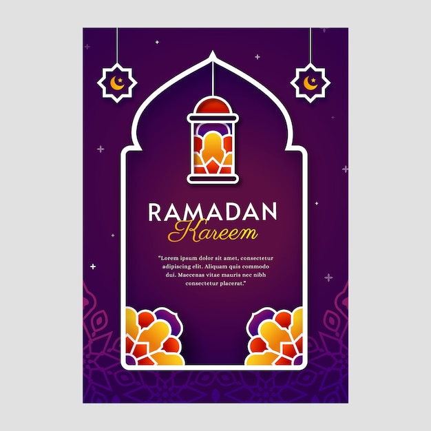 Vecteur gratuit modèle de carte de voeux ramadan dégradé