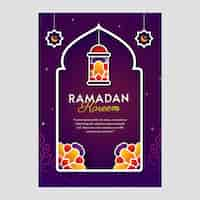 Vecteur gratuit modèle de carte de voeux ramadan dégradé