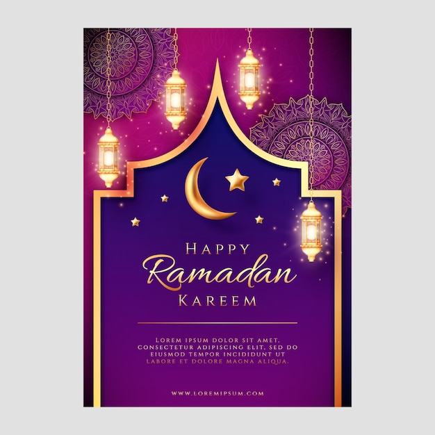 Vecteur gratuit modèle de carte de voeux ramadan réaliste