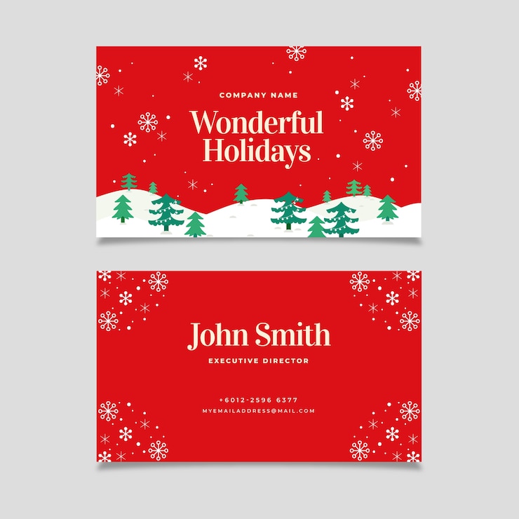 Vecteur gratuit modèle de cartes de noël d'affaires plat dessiné à la main