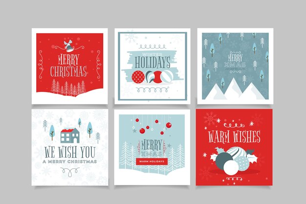 Modèle de cartes de Noël ornementales