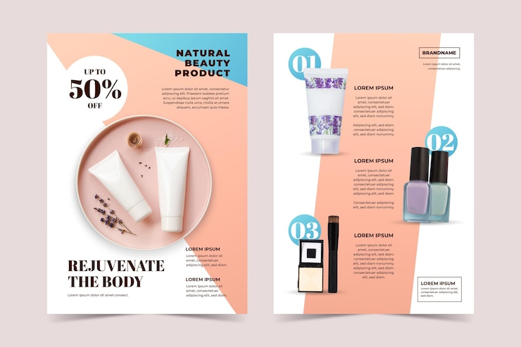 Vecteur gratuit modèle de catalogue de produits de beauté de couleur dégradée